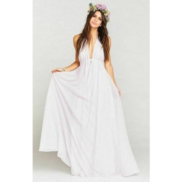 Show Me Your MuMu Luna Halter Maxi Dress Lavender Small Chiffon Flowy Boho - Picture 2 of 12